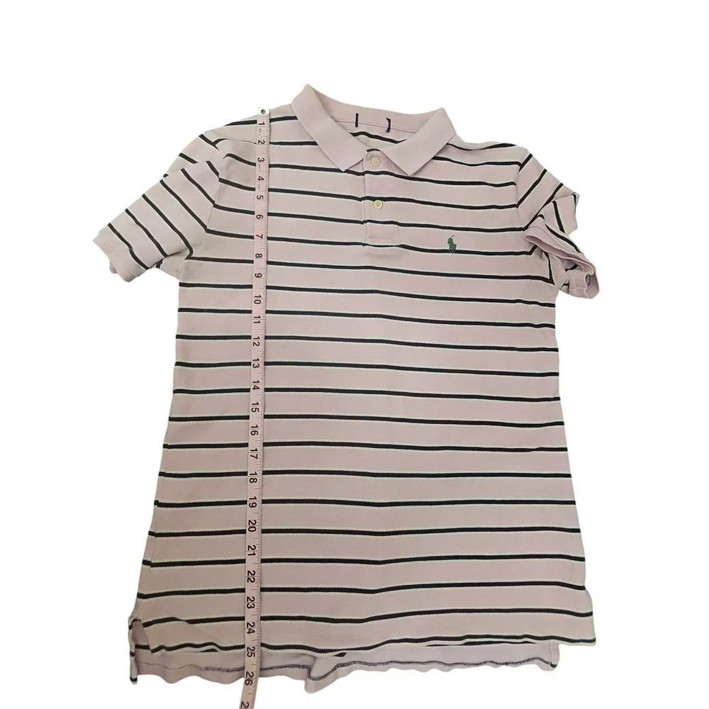 Ralph Lauren Pink Striped Polo Shirt Classic Preppy Style‎ Short Sleeve S